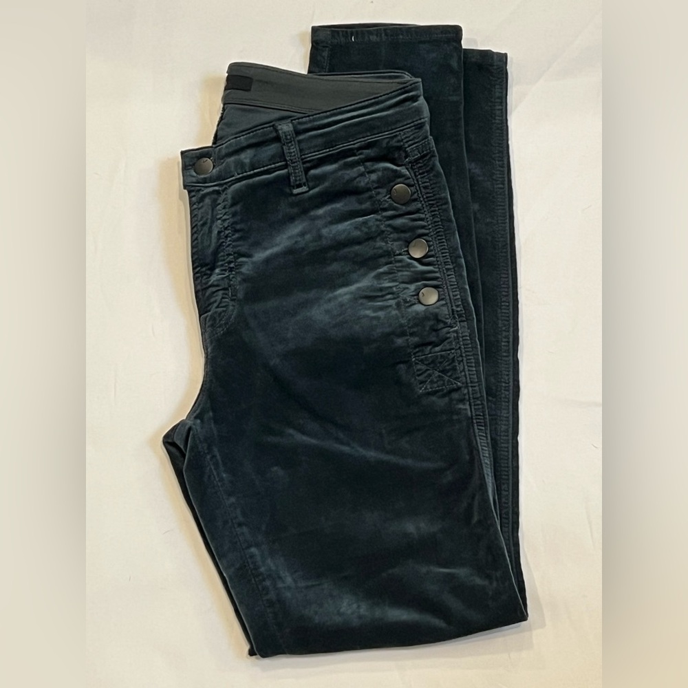 J Beand High rise dark green, velvet skinny jeans.  worn once